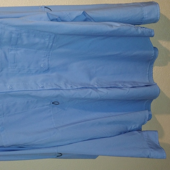 Columbia PFG Omni-Shade Vented Light Blue Long Sleeve Button up Shirt Ou… - Picture 3 of 10